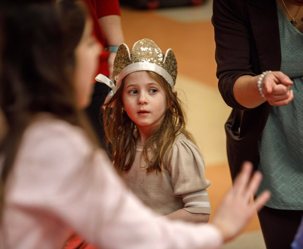 Talia Kurtz, 4, of Allentown as Queen Esther during a Purim celebration Wednesday, Feb. 25, 2026, at the Jewish Day School of the Lehigh Valley in Allentown. Purim celebrates the biblical story of Esther's deliverance of the Jews in Persia from a massacre plotted by Haman. The holiday, which is marked by the retelling of the Book of Esther, gift giving, meals and costumes, begins this year on Monday evening and continues into Tuesday, March 3, 2026. (Jane Therese/Special to The Morning Call)