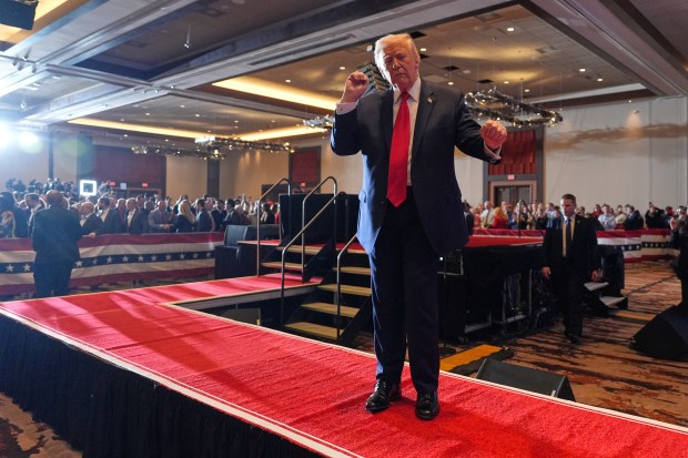 President Donald Trump dances after speaking at Mount Airy Casino Resort, Tuesday, Dec. 9, 2025, in Mount Pocono, Pa. (Alex Brandon/AP)