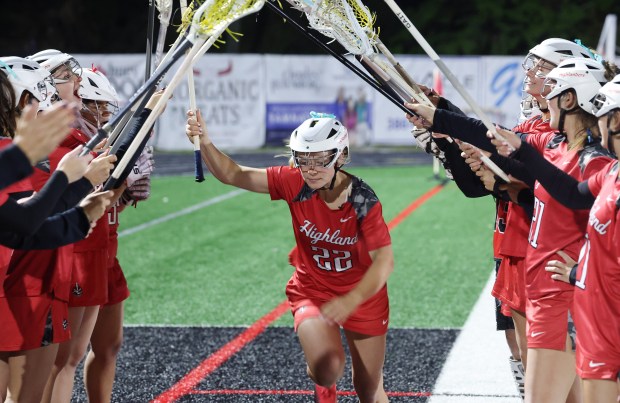 Lake Highland player Katherine D'Avanzo (22) is pictured during the Lake Highland Prep at Lake Mary High girls varsity lacrosse match on Tuesday, February 24, 2026. (Stephen M. Dowell/Orlando Sentinel)
