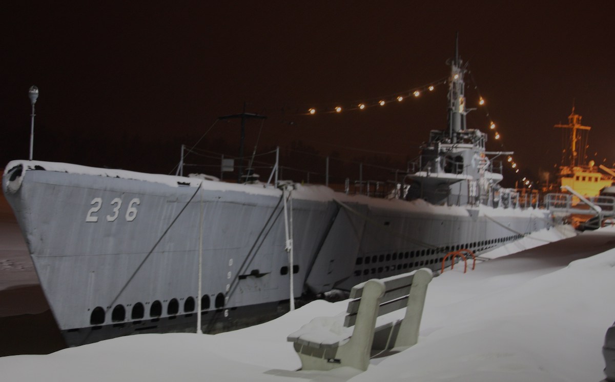 USS Silversides winter in Muskegon, Michigan