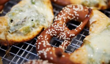 Pretzels stuffed with long hots and provolone at Pretzel Day Pretzels.