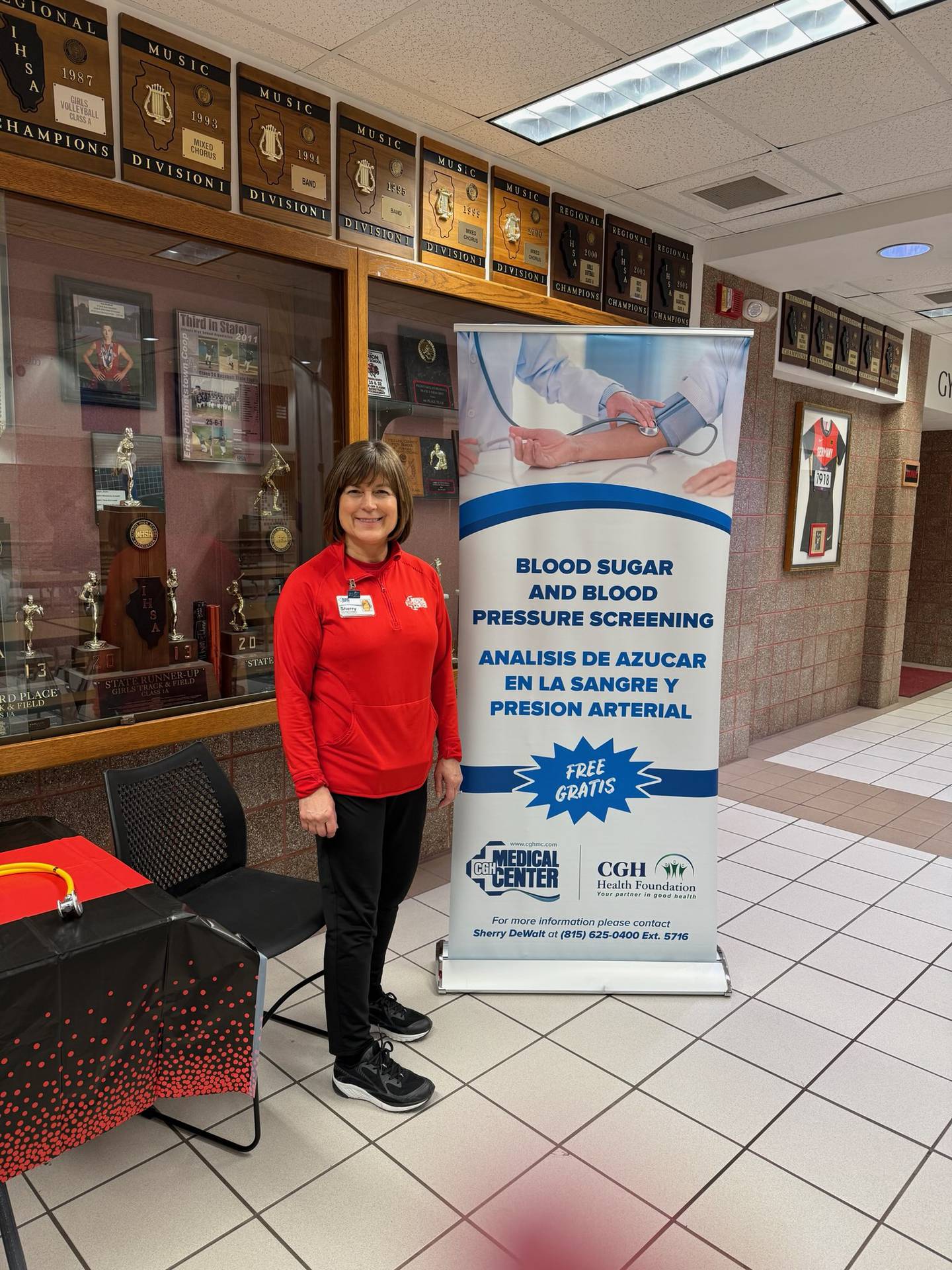 Sherry DeWalt, CGH Health Foundation health coach, provided complimentary blood pressure screenings, as well as information on heart attack symptoms and heart health, to event attendees.