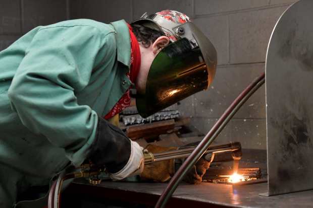 A welding class at Delaware County Community College. (COURTESY OF DCCC)