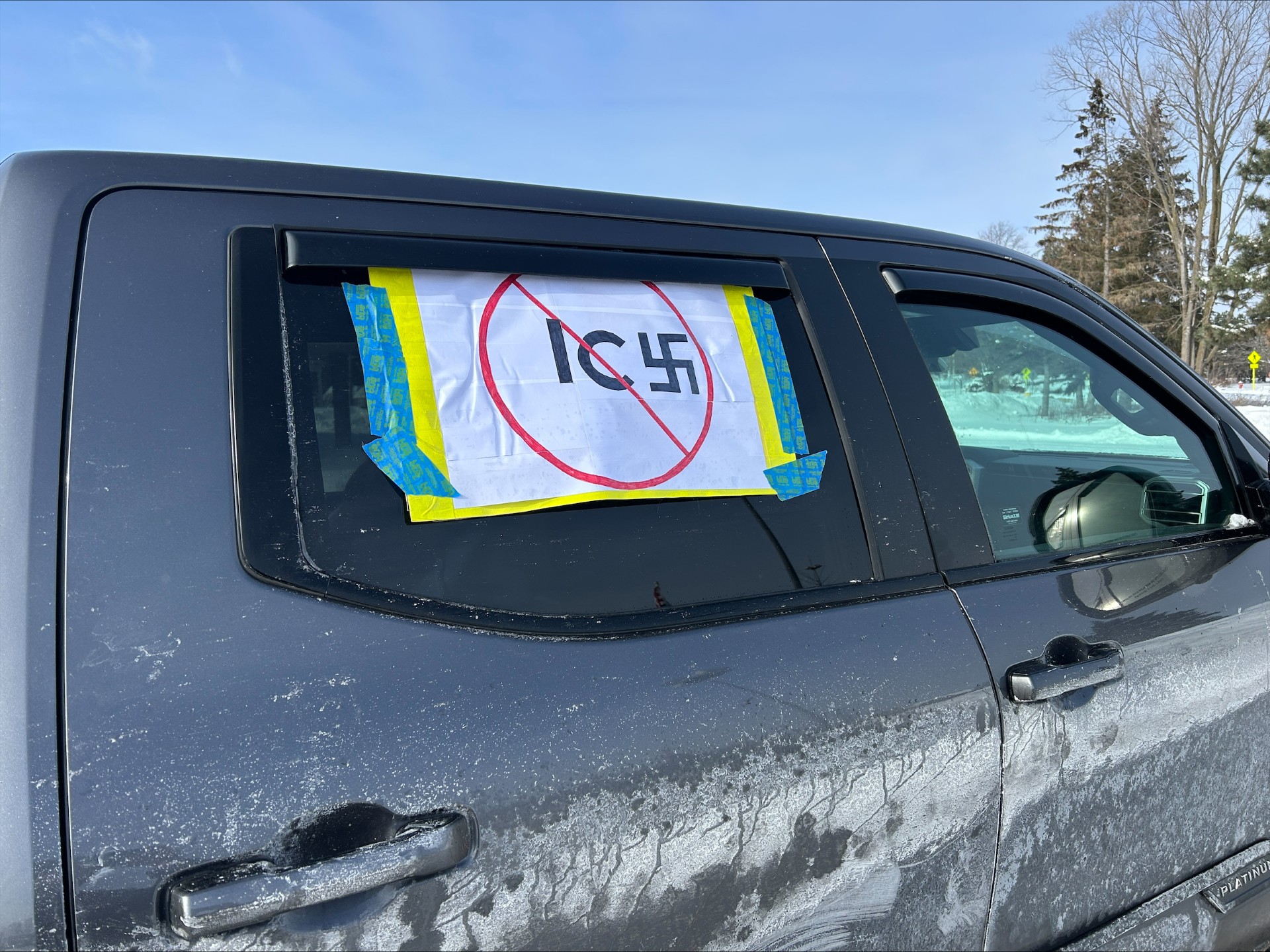 Around 70 vehicles joined an anti-ICE caravan protest on Erie Boulevard in DeWitt on Saturday, Jan. 31, 2026.
