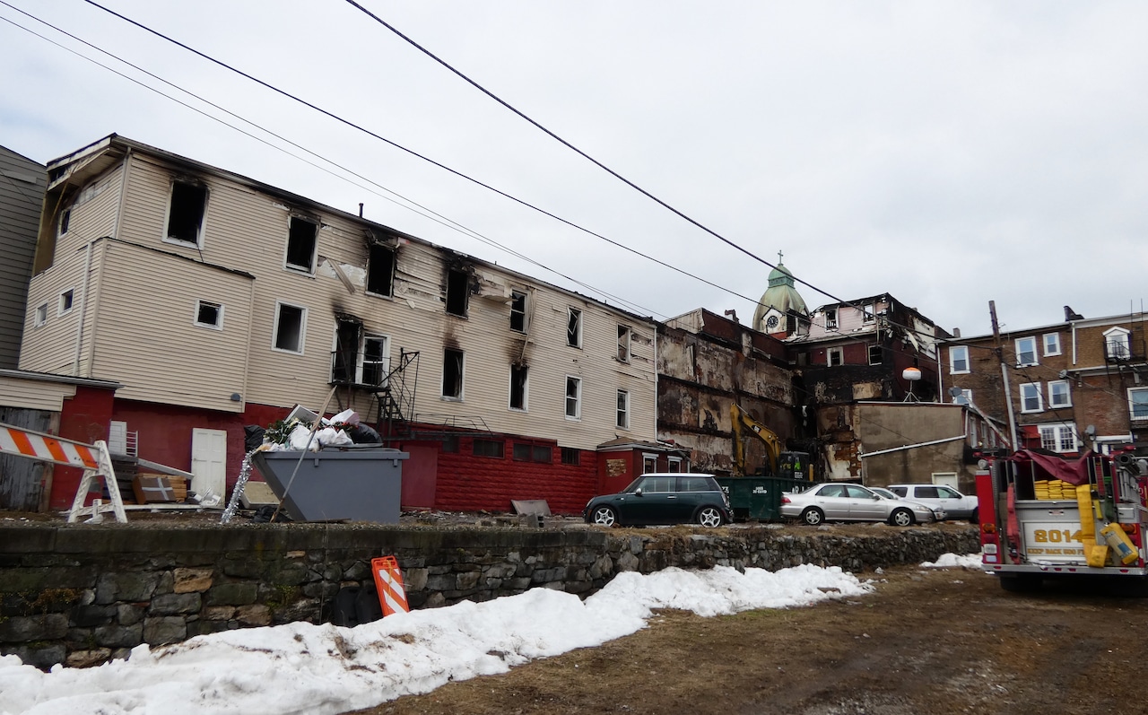 Easton fire: Firefighter in ICU, 8 more injuries, cadaver dogs to comb debris