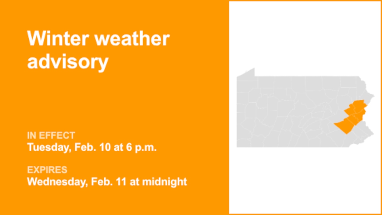 Winter weather advisory issued for Lehigh Valley until early Wednesday