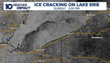 Large ice crack on Lake Erie seen from space