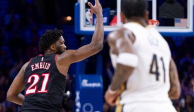 Joel Embiid drops 40 to lead Sixers to victory over Pelicans after Paul George's 25-game suspension