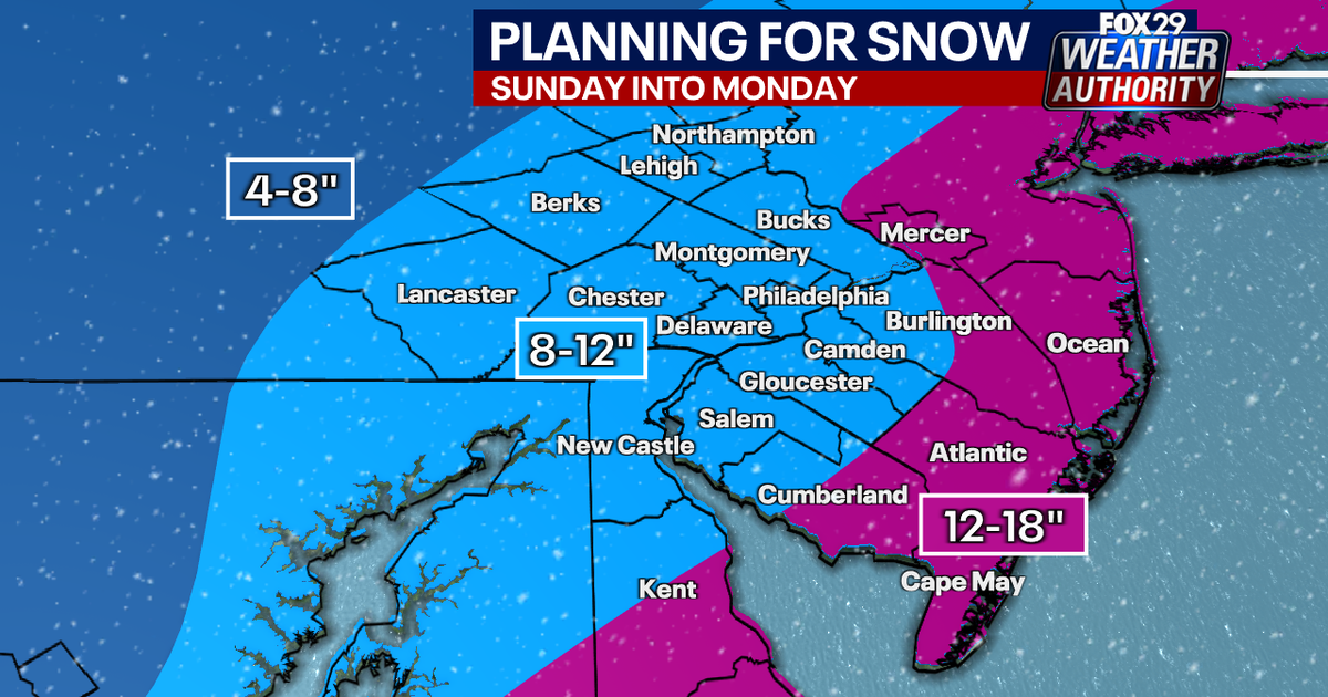 Snow forecast for Philadelphia area; latest updates
