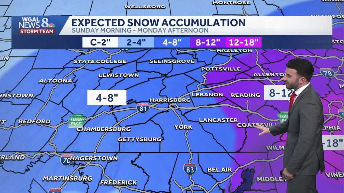 Light to heavy snow mix for Sunday across south-central Pennsylvania