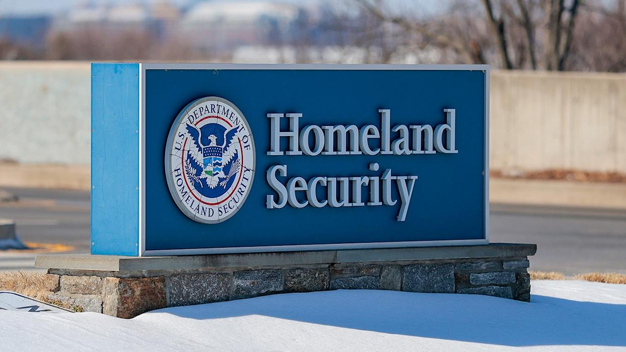 Street view of the Homeland Security sign.