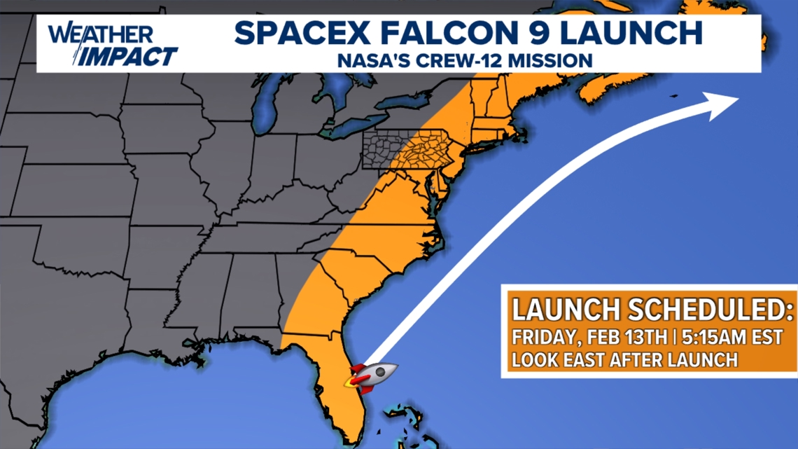 SpaceX Falcon 9 launch may be visible for some in Pennsylvania early Friday morning