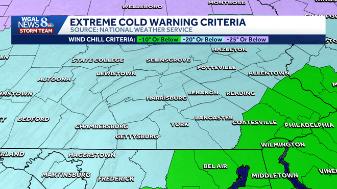 Extremely cold weather is in the forecast for South-Central Pennsylvania.