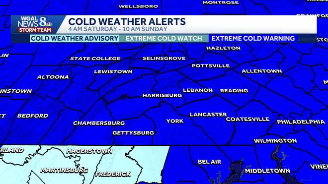 An Extreme Cold Warning is in effect for South-Central Pennsylvania. An Extreme Cold Warning is in effect for South-Central Pennsylvania.