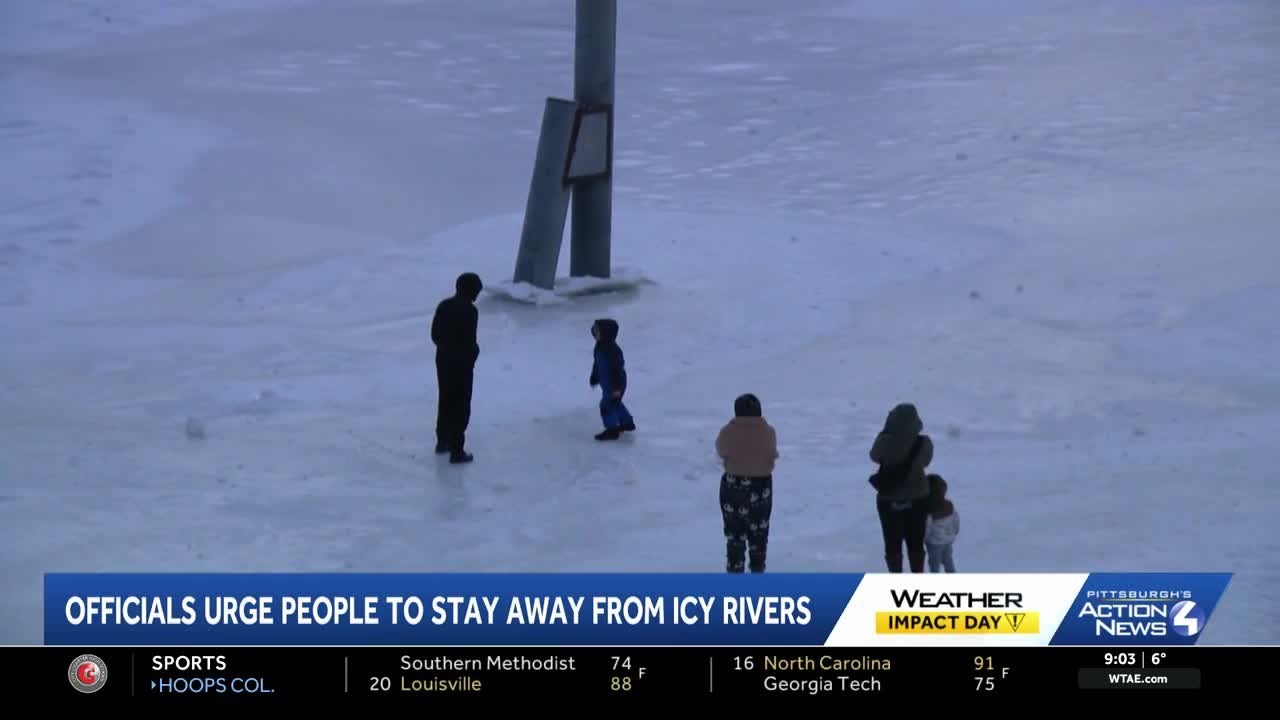Officials urge people to stay away from icy rivers