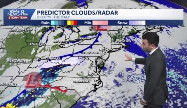 Sunshine with brisk & frigid conditions persisting; snow chances this week in south-central Pennsylvania