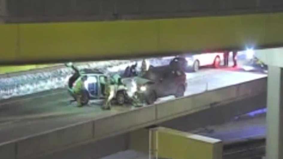 Two hurt in crash near bridge in Pittsburgh