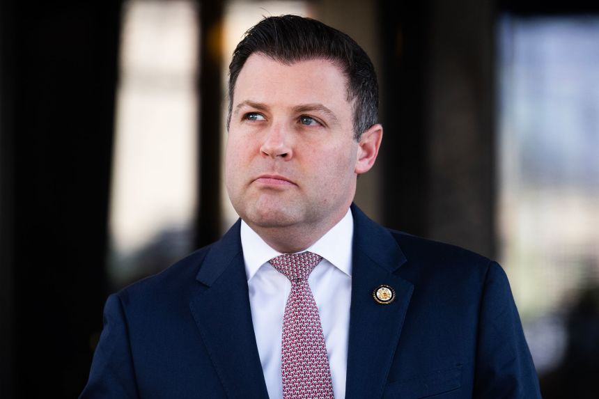 Rep. Ryan Mackenzie leaves the Capitol Hill Club in March 2025.