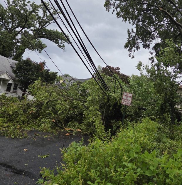 Storm damage in Upper Darby late Thursday afternoon at Merion and Fairview avenues. (ALEX ROSE - DAILY TIMES)