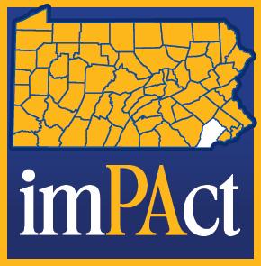  The word "Impact," with the PA capitalized, also appears beneath a map of Pennsylvania that includes Chester County highlighted in white.