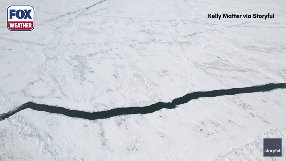 Watch: Drone video shows 80-mile-long crack on frozen Lake Erie | Latest Weather Clips