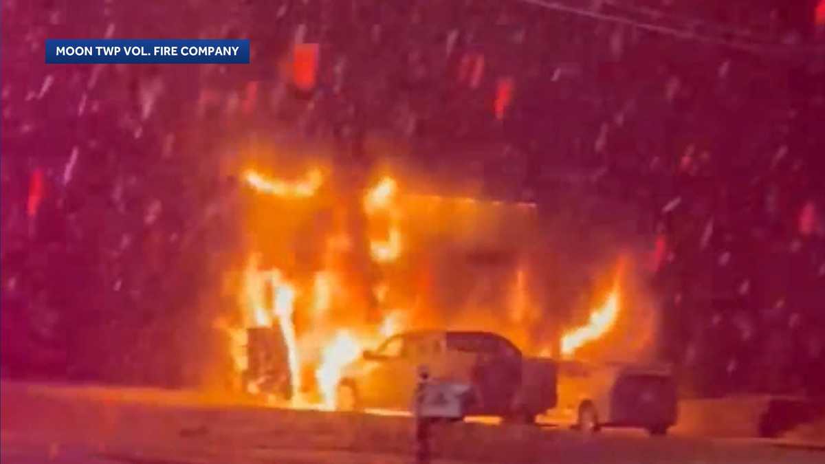 Massive fire damages home, parked vehicle in Moon Township