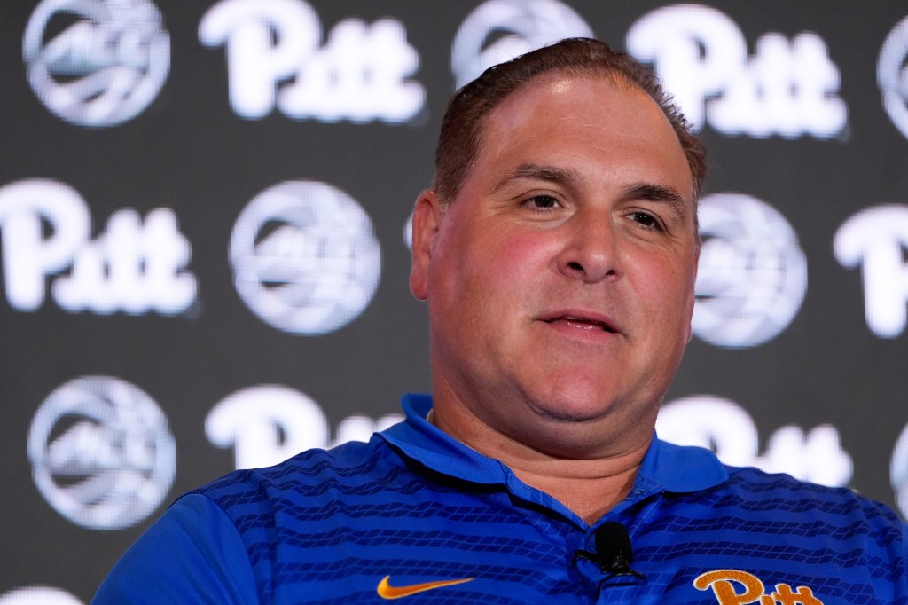 Tory Verdi, Pitt Head Coach, speaks at ACC women's basketball media day.