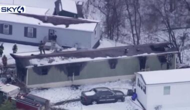 Sky 4 captures response after mobile home catches fire in Western Pa.