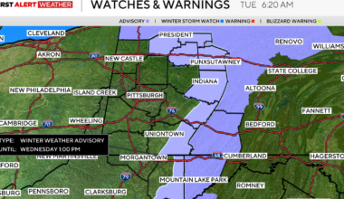 Parts of the Pittsburgh are can expect to see snow tonight