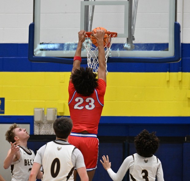 North Schuylkill's Xavier McNally dunks the ball against Bethlehem Catholic in a District 11 4A game Friday, Feb. 20, 2026, at Allen High School in Allentown.