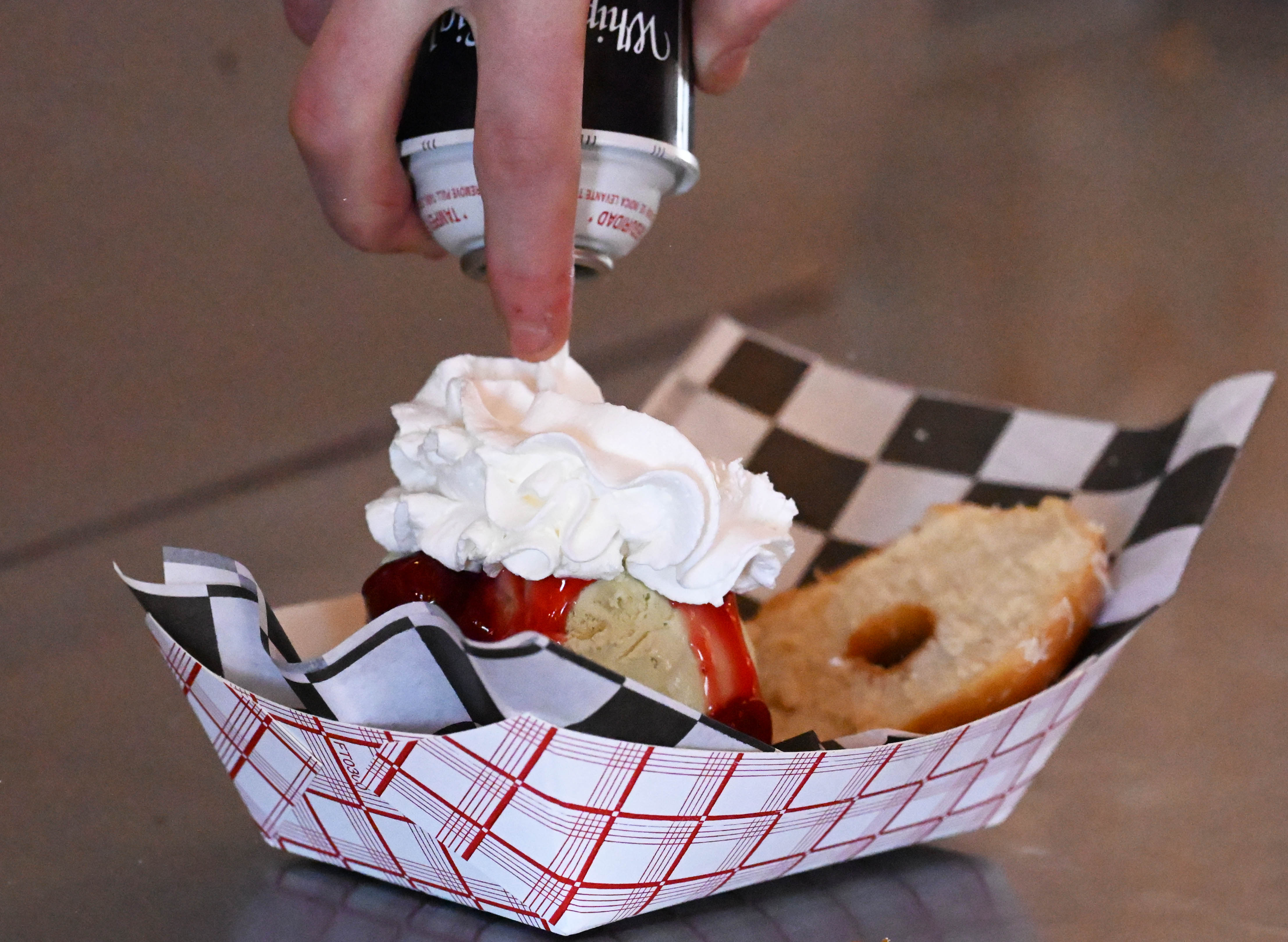 A doughnut sundae is for sale Saturday, Feb. 7, 2026,...