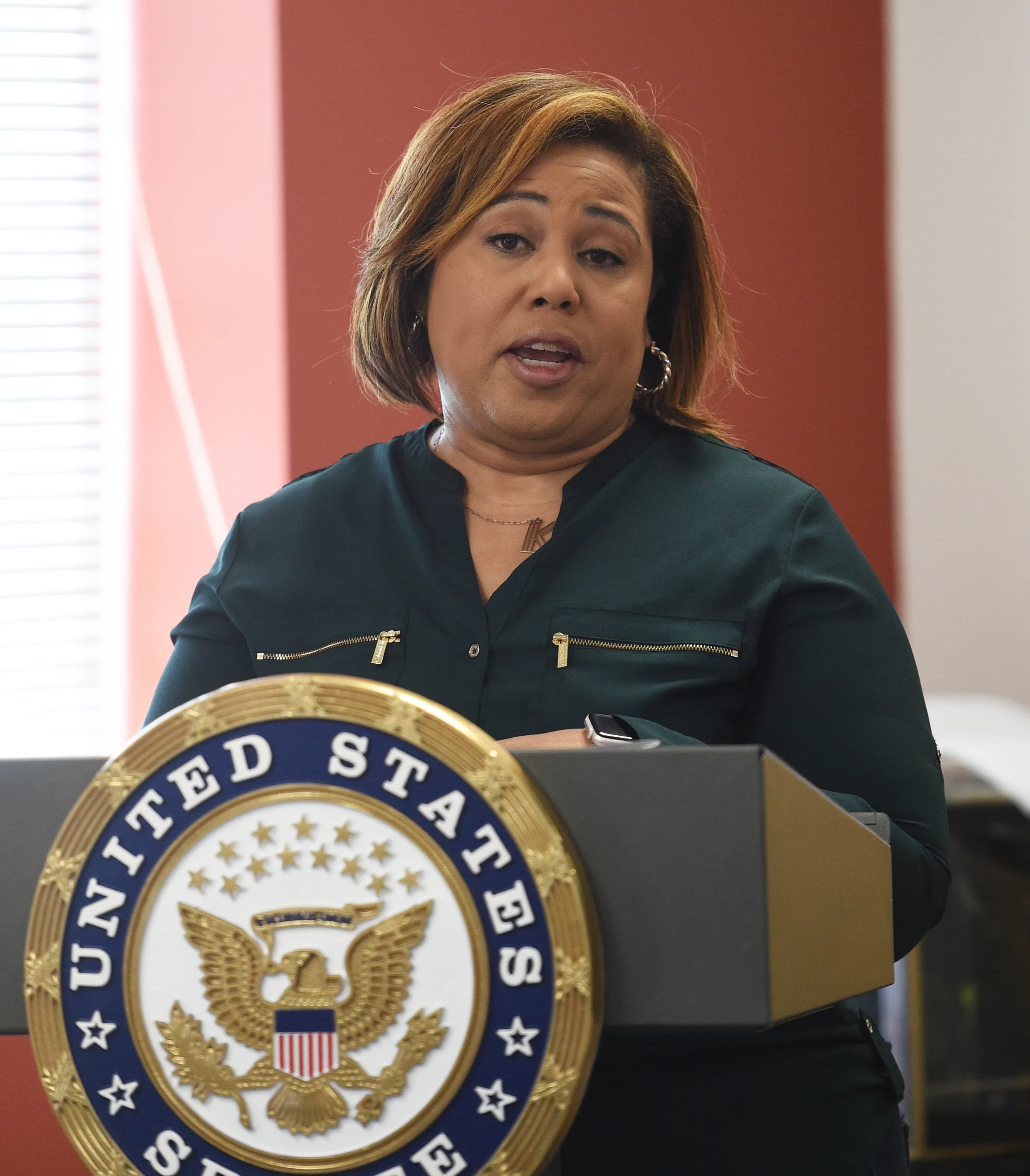 Keela Vincent speaks Thursday, Feb. 15, 2024, during a panel...