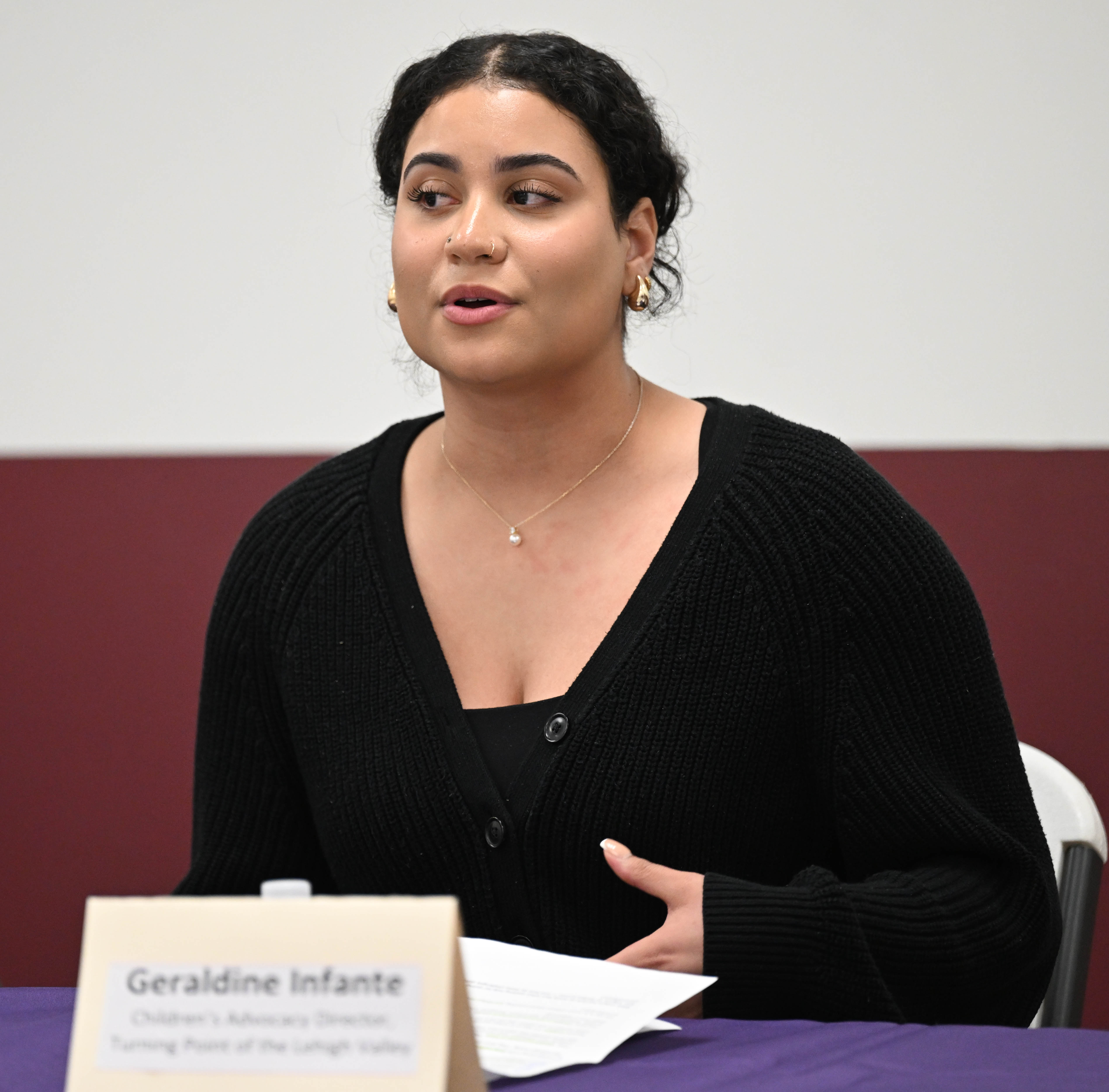Geraldine Infante speaks Tuesday, Feb.24, 2026, as the Northampton County...