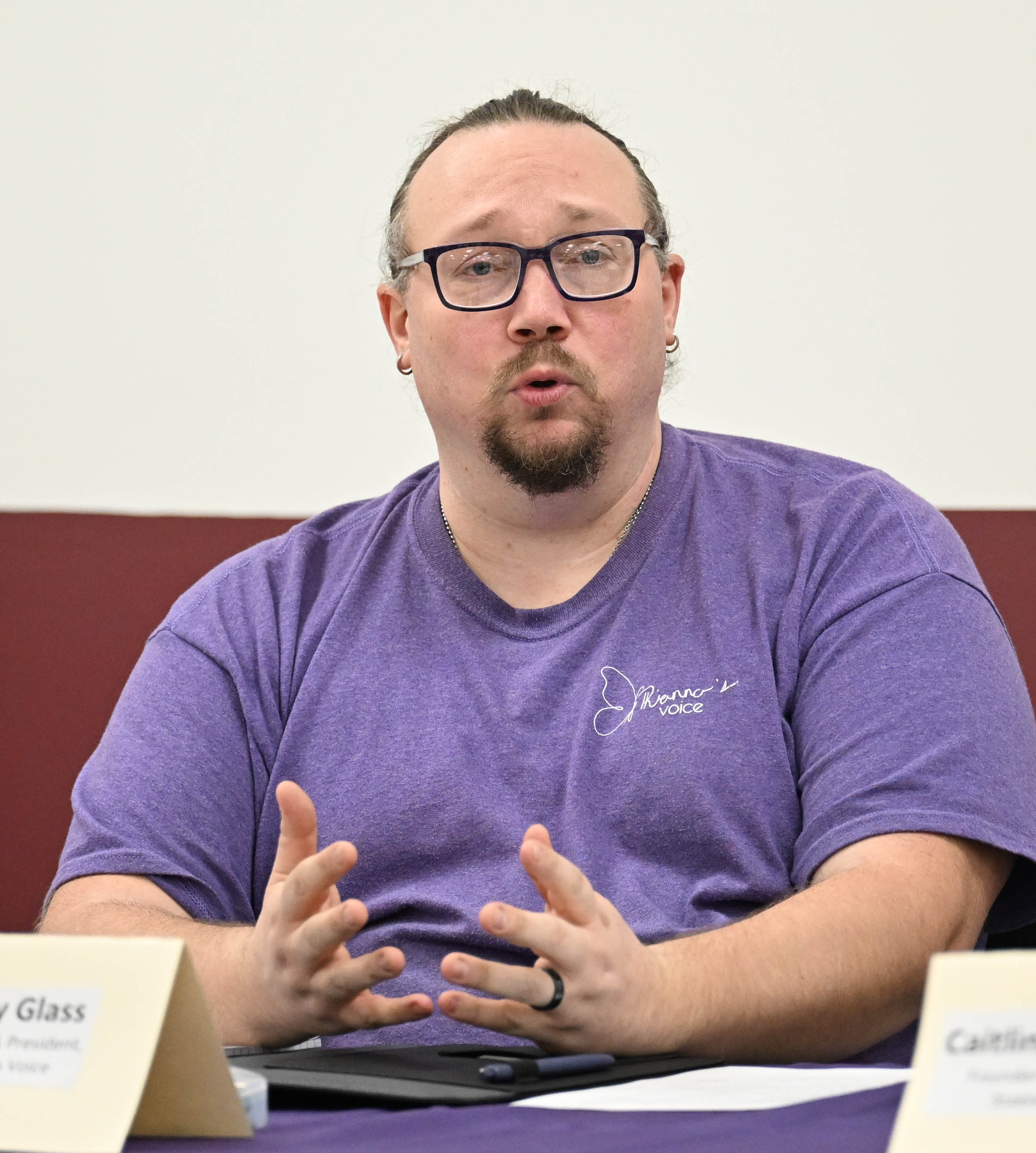 Terry Glass speaks Tuesday, Feb.24, 2026, as the Northampton County...