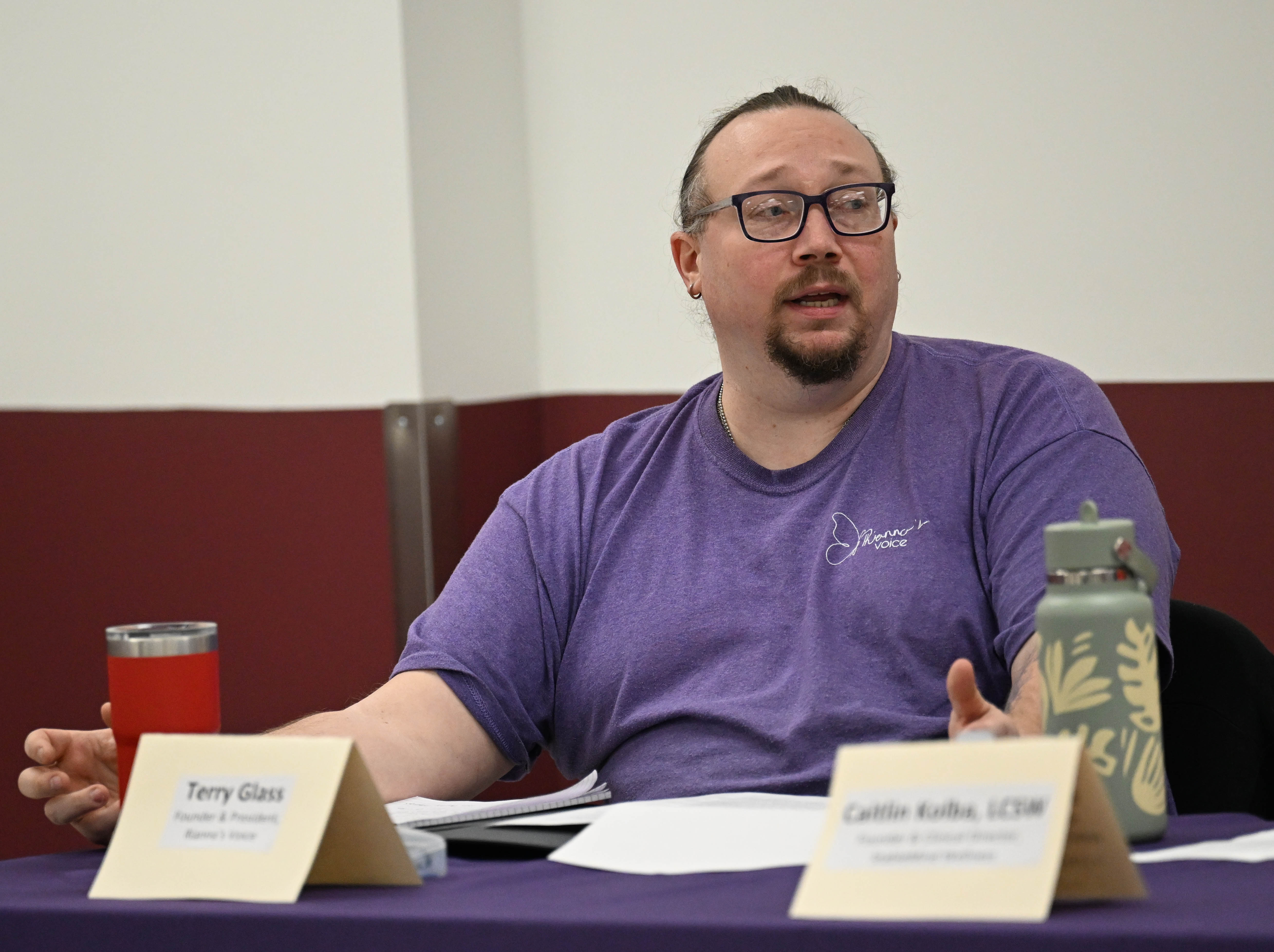 Terry Glass speaks Tuesday, Feb.24, 2026, as the Northampton County...