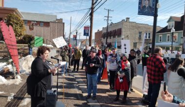 Springdale demonstrators plead for detained immigrant Cordova Flores, as confrontation ensues