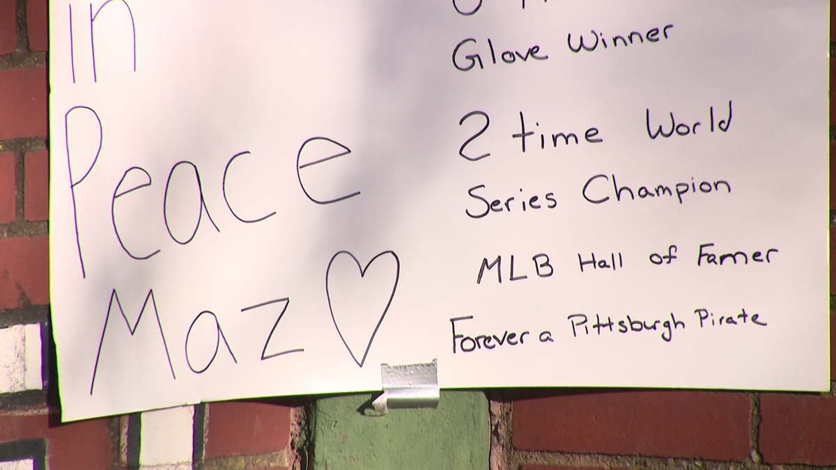 Fans remember Bill Mazeroski at Forbes Field wall in Oakland