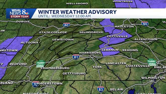 A winter weather advisory is in effect for parts of South-Central Pennsylvania. A winter weather advisory is in effect for parts of South-Central Pennsylvania.