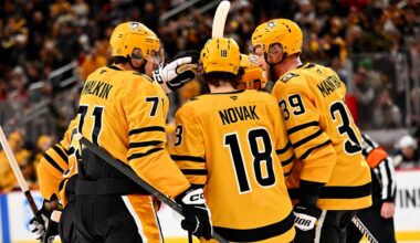 Penguins score 3 in 3rd, defeat Devils in 1st game without Crosby