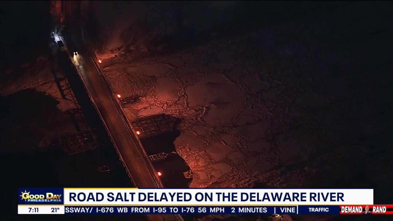 Ice on Delaware River causing delays for barges delivering road salt to Philadelphia