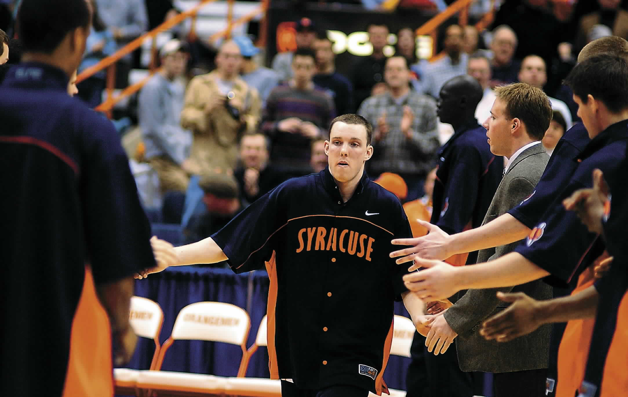 Gerry McNamara is introduced before a game Feb. 2, 2003.