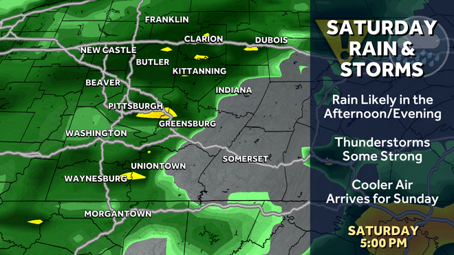 The best chance to see storms will be late Saturday afternoon and Saturday evening with a cold front.