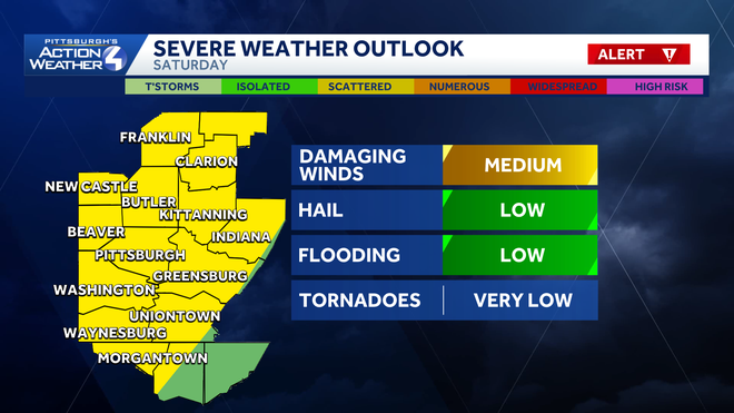 damaging wind is the primary concern from any storm on saturday.