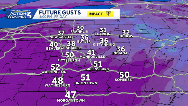 wind gusts up to 55 mph are possible friday afternoon.