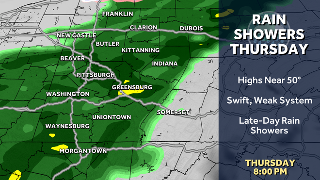 rain showers return late thursday to western pa.