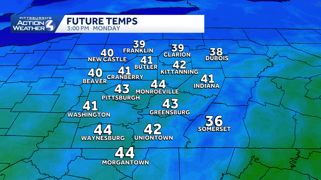 western pa: much cooler with clearing skies after the storms