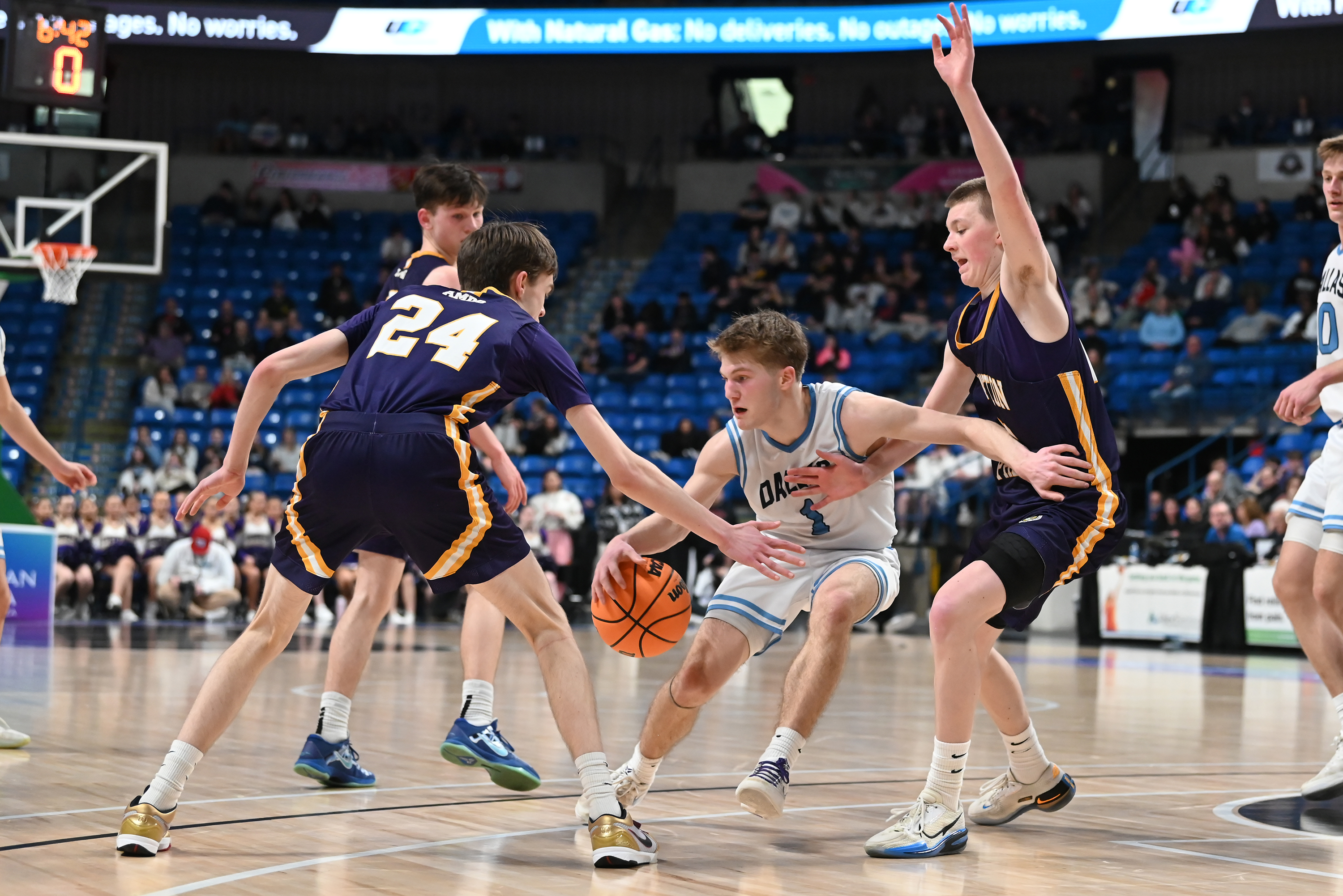 Scranton Prep’s Charlie Skoff (24) and Jimmy Doherty (23) defend...