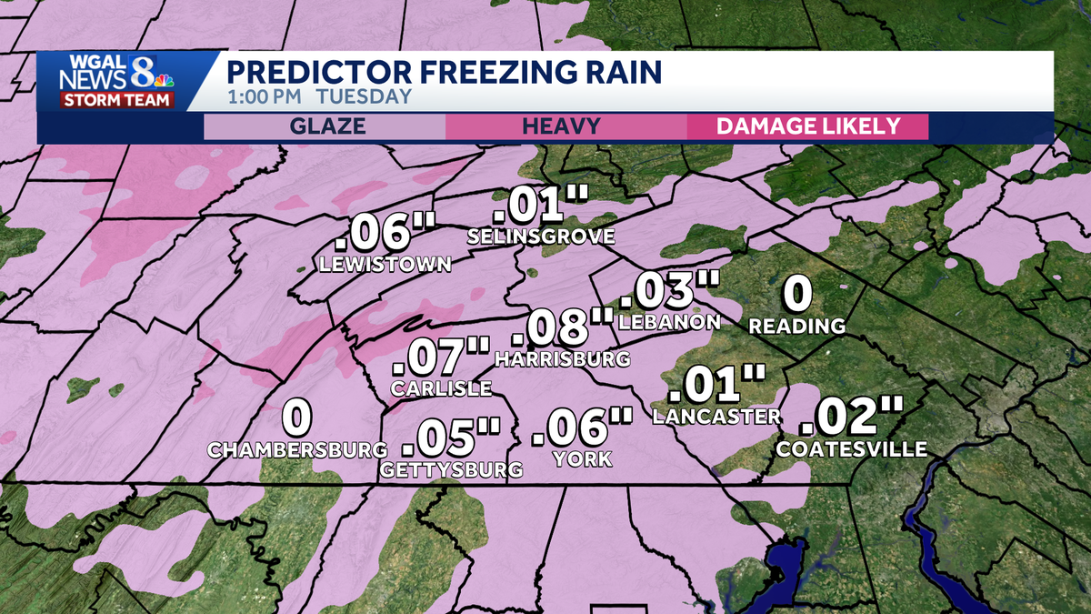 Pa. hour-by-hour wintry mix projections