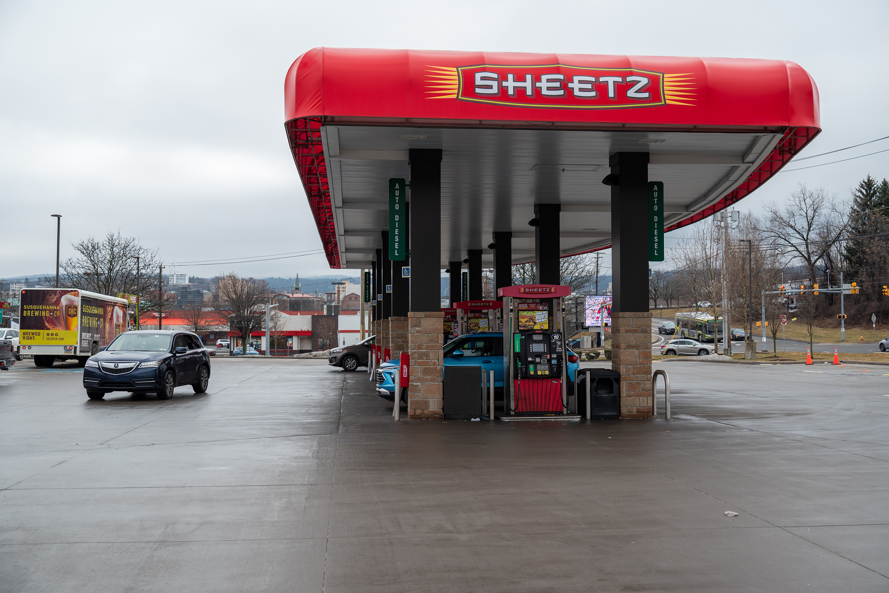 Cars come and go at he Sheetz on Mount Pleasant...
