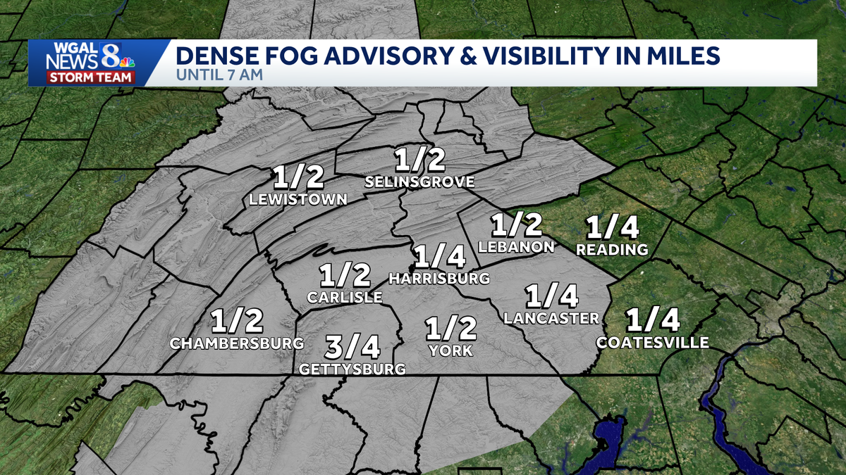 Dense fog advisory in effect for all of south-central Pa.